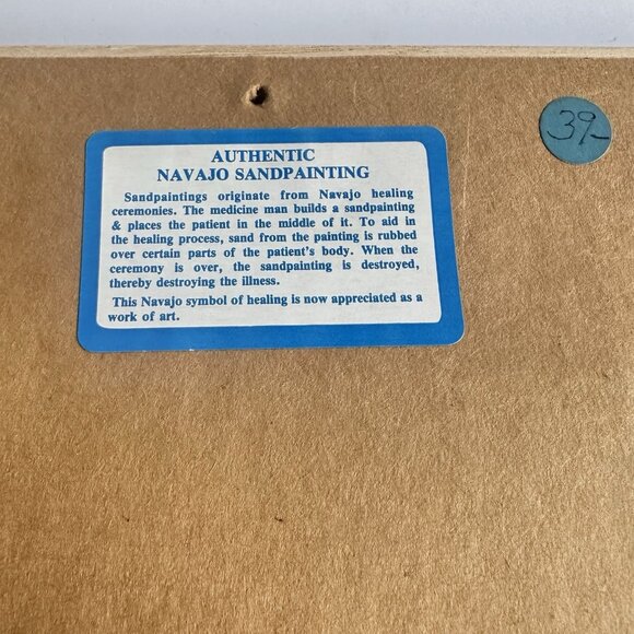 VTG Authentic Navajo Sandpainting Female Yei Signed A. J. 13.5 X 9.5" Frame READ - Picture 4 of 16